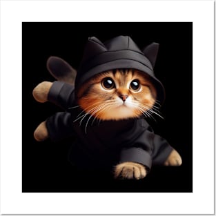 Precious Ninja Prowler Cute Ninja Cat Posters and Art